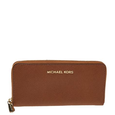 michael kors zip around wallet brown|Michael Kors black zipper wallet.